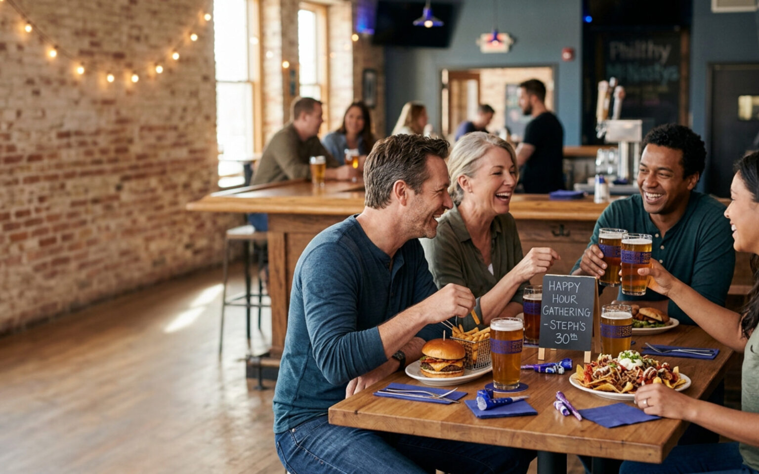 Casual dining and sports-pub food: menus, bar-and-grill fare, and party/event hosting — Philthy McNastys